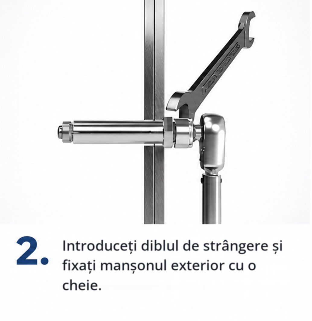 Pasul 2: Introduceți diblul de strângere și fixați manșonul exterior cu o cheie.