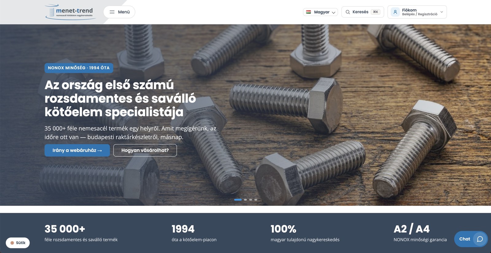 A megújult menet-trend.hu főoldala
