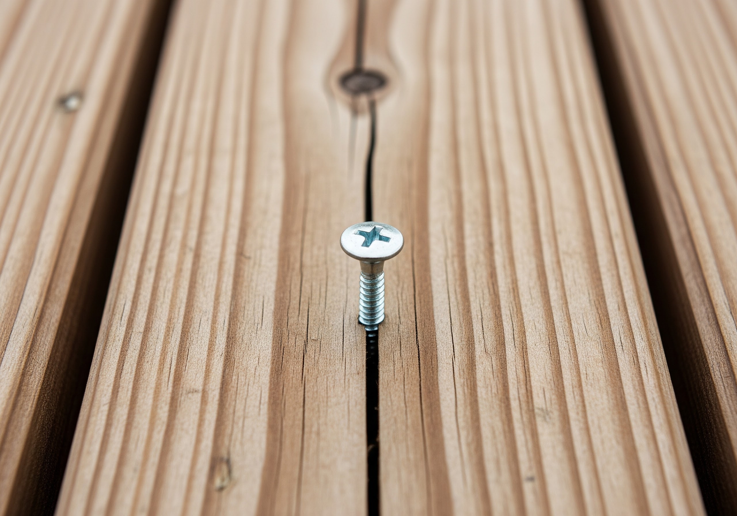 Dry board split by a screw