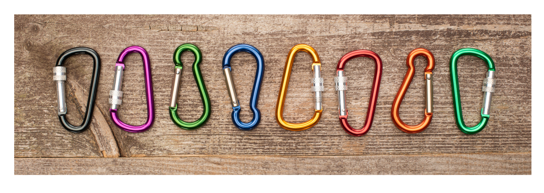 Carabiner types: D, oval and HMS shapes