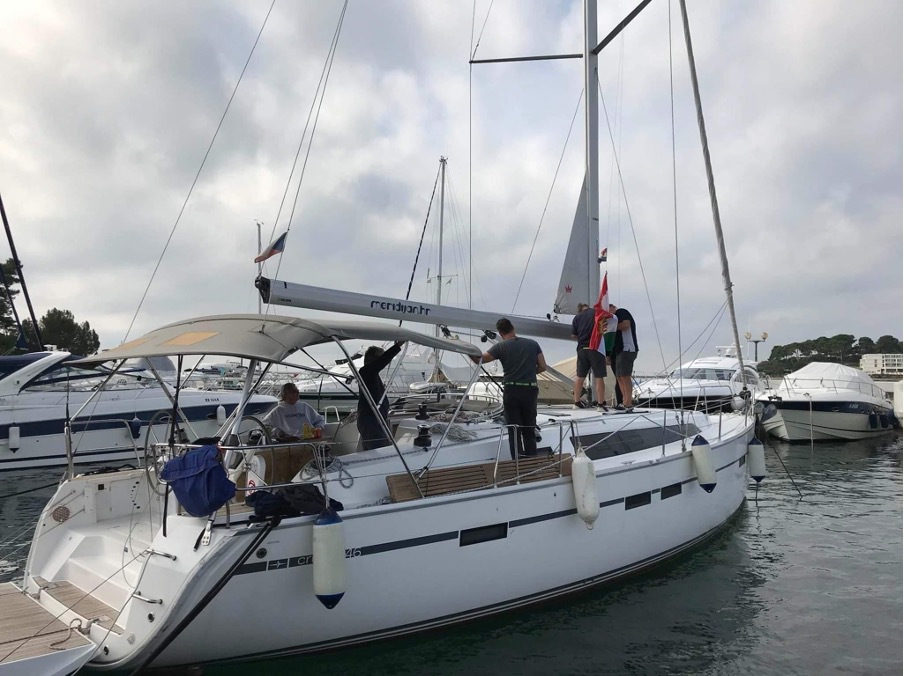 The chartered 46-foot yacht on open water